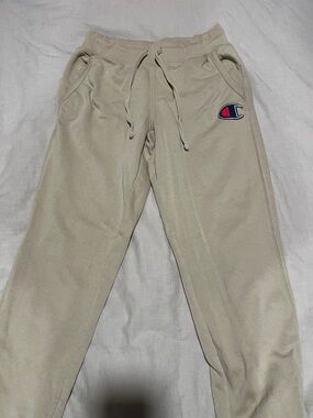 Champion Kids Beige Sweatpants with Embroidered Logo